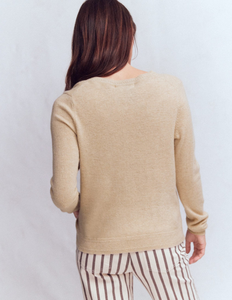 Eva Cashmere V-Neck Sweater-Chinchilla Melange 4