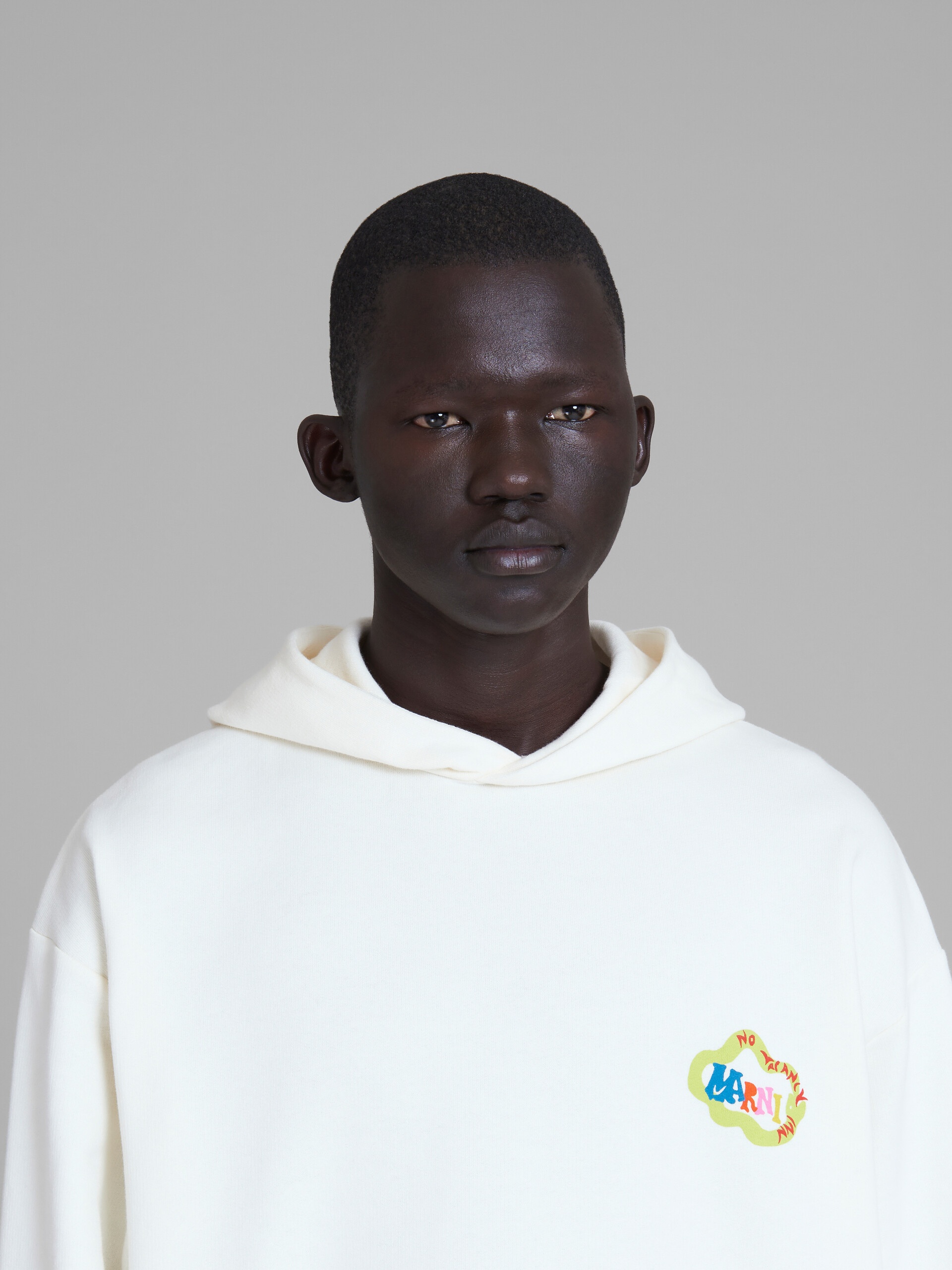 MARNI X NO VACANCY INN - WHITE SWEATSHIRT IN BIO COTTON JERSEY WITH SNAKE LOGO PRINT - 4