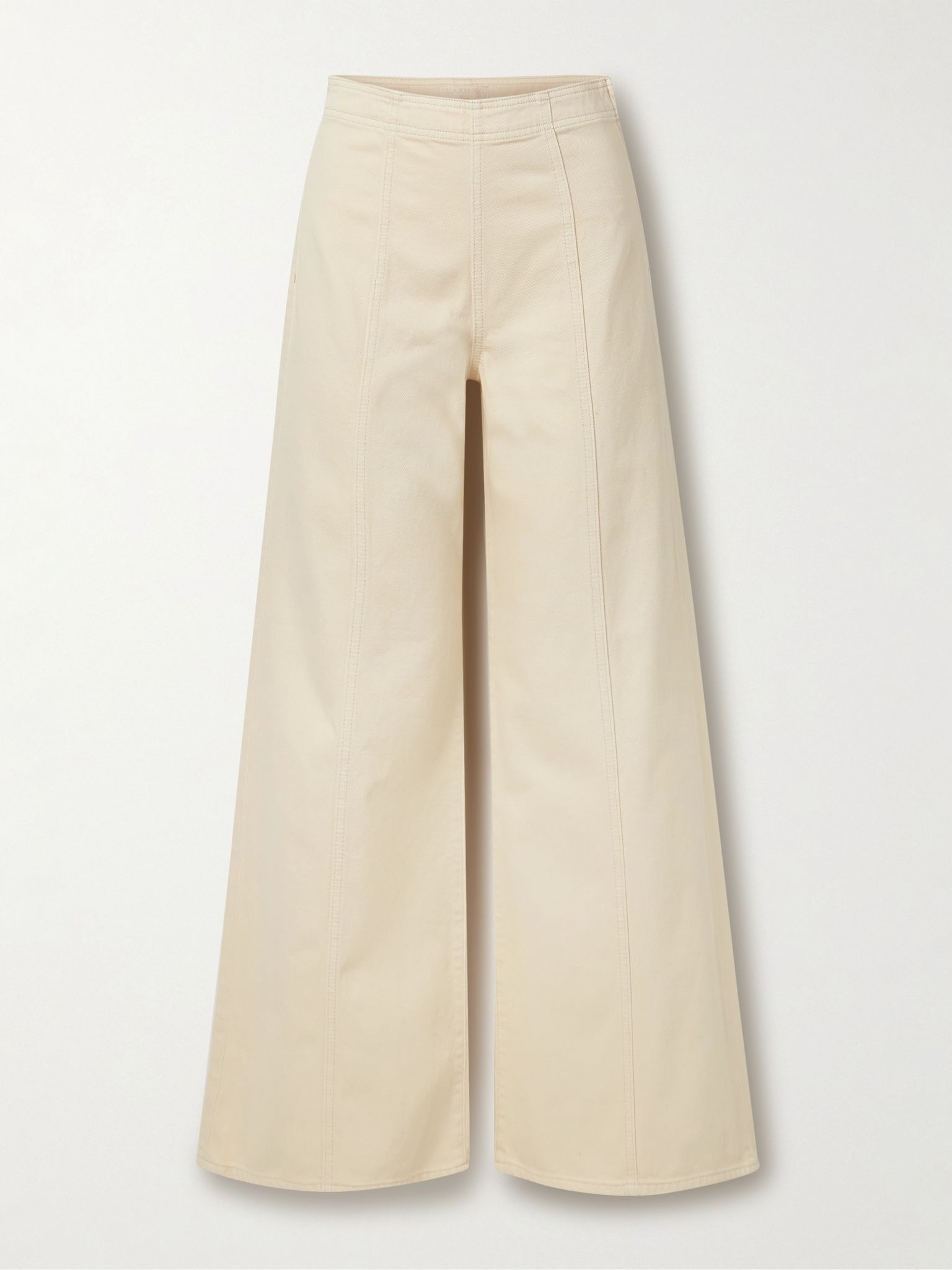 The Bianca paneled high-rise wide-leg jeans Cream - 1