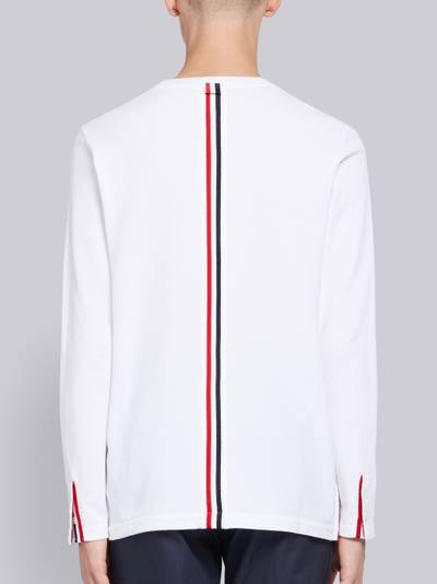 Thom Browne White Cotton Pique Center Back Stripe Relaxed Fit Crew Neck Tee outlook