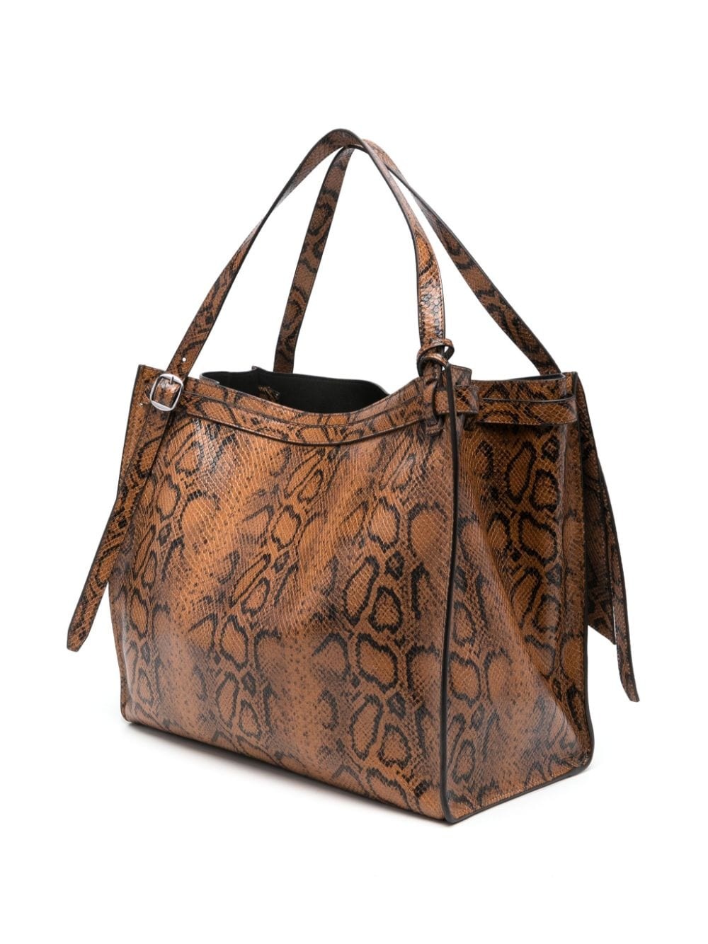 snakeskin-print belt cabas tote bag - 3
