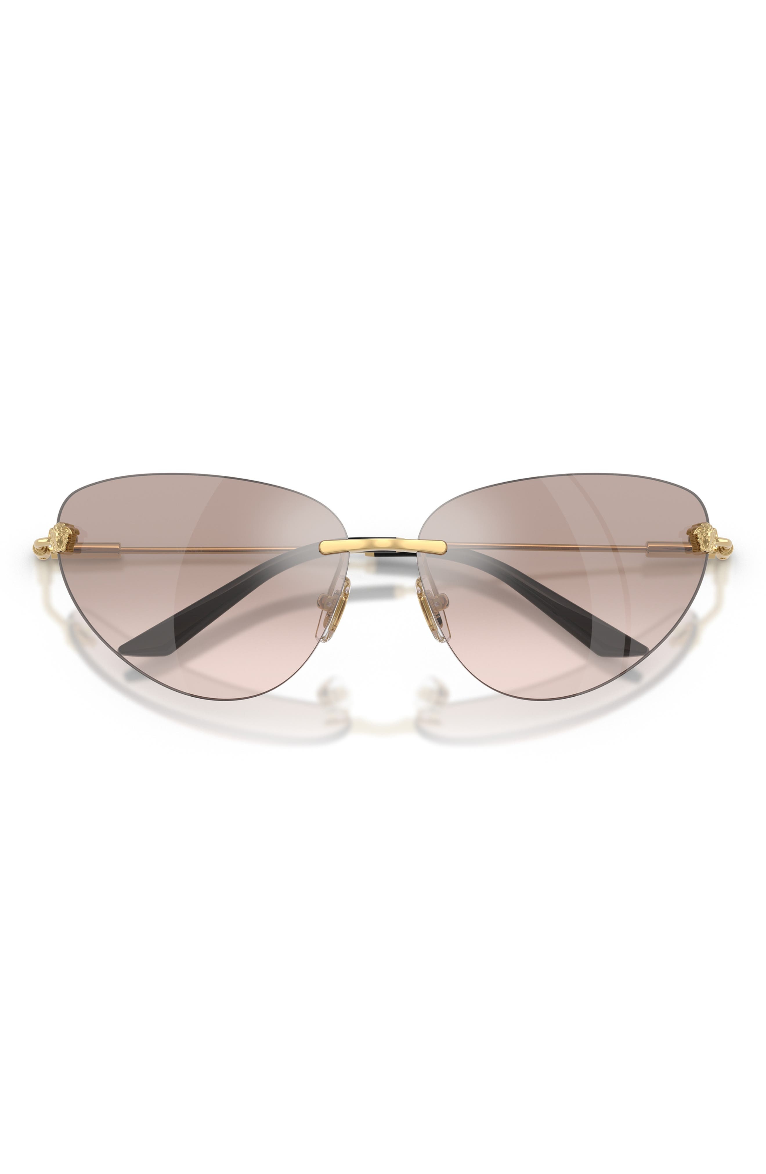 Versace 64mm Oversize Rimless Gradient Cat Eye Sunglasses in Gold/Light Brown Mirror at Nordstrom - 3