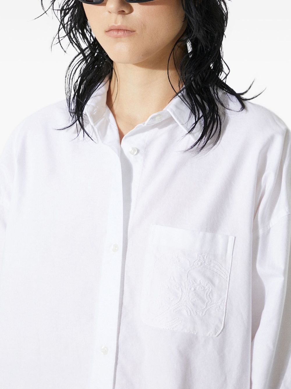 angels-embroidered midi shirt dress - 4