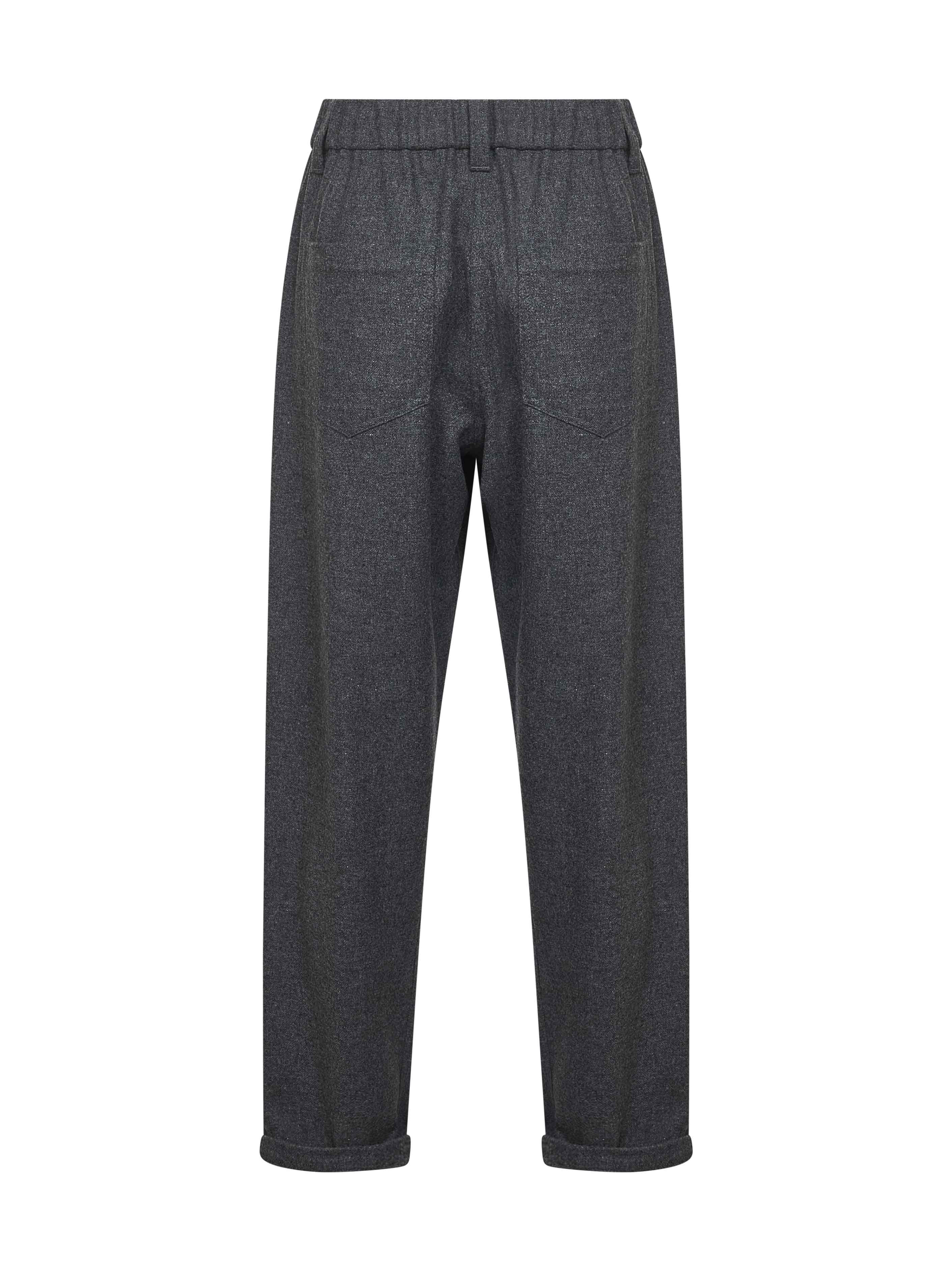Brunello Cucinelli Women Lead Grey Wool And Cashmere Baggy Trousers - 2