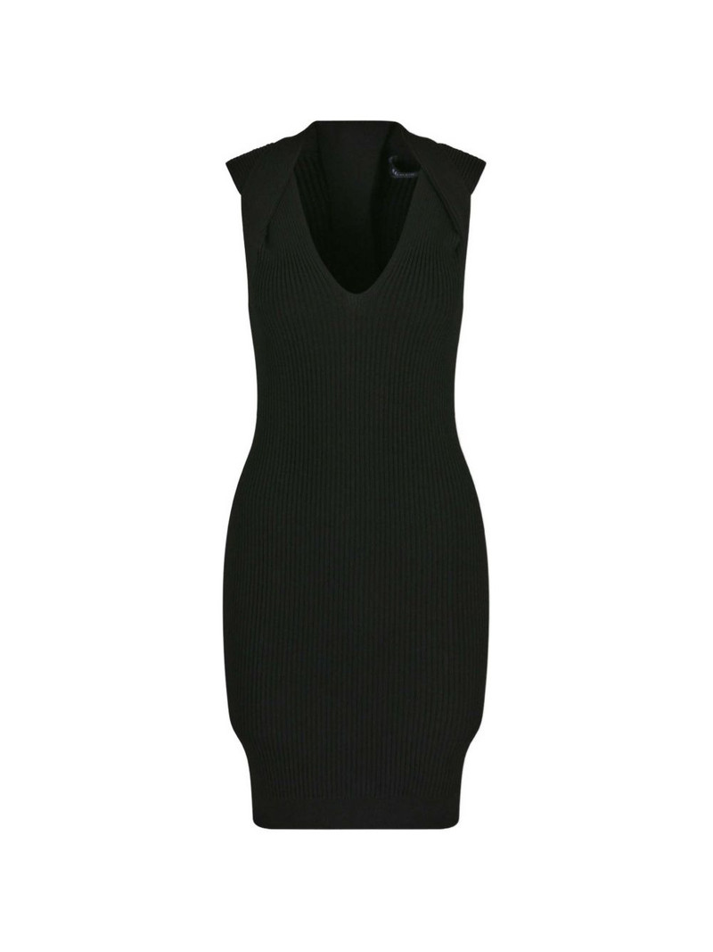 V-neck ribbed mini dress 1