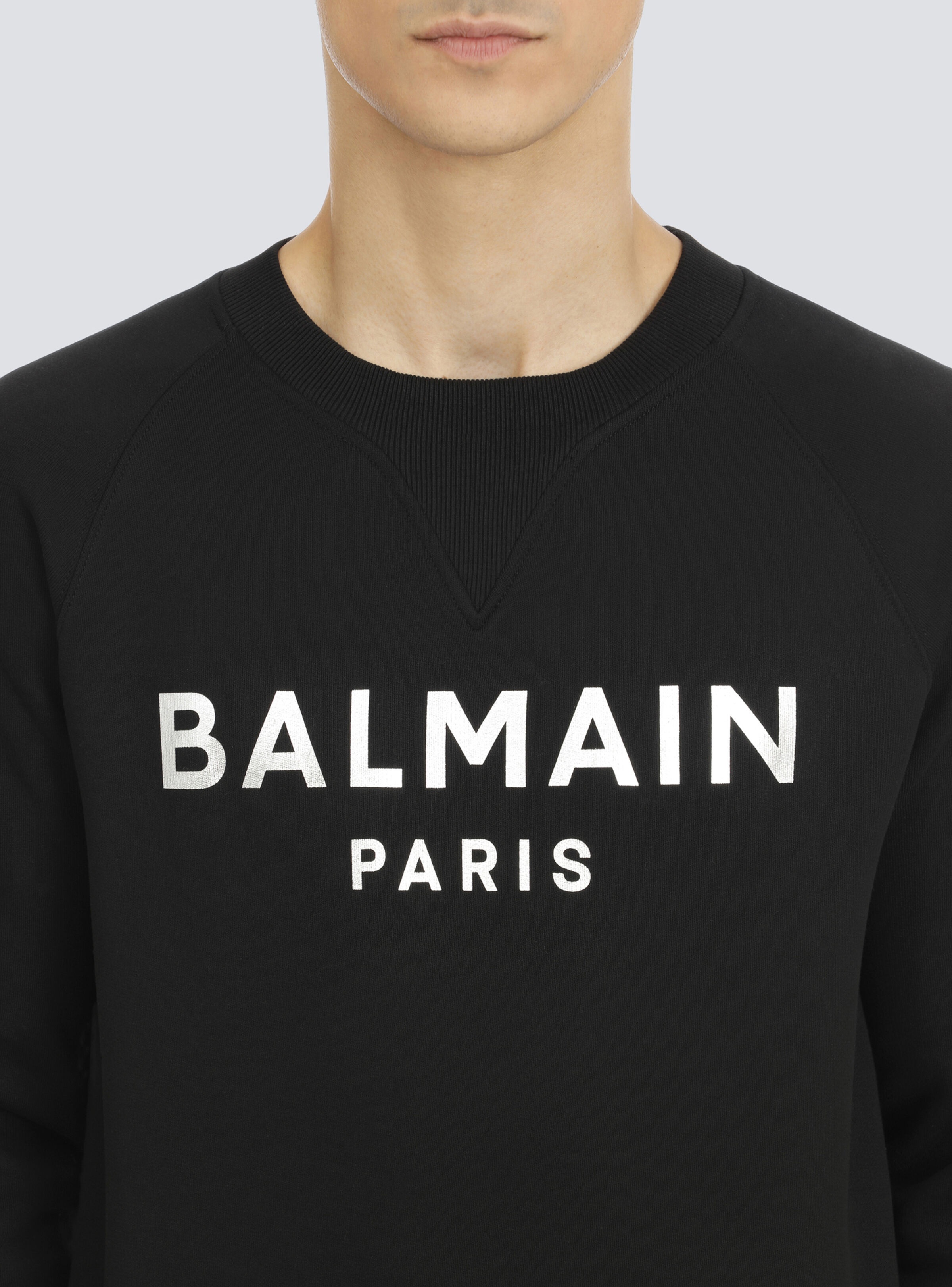 Sweatshirt in eco-responsible cotton with Balmain metallic logo print - 8