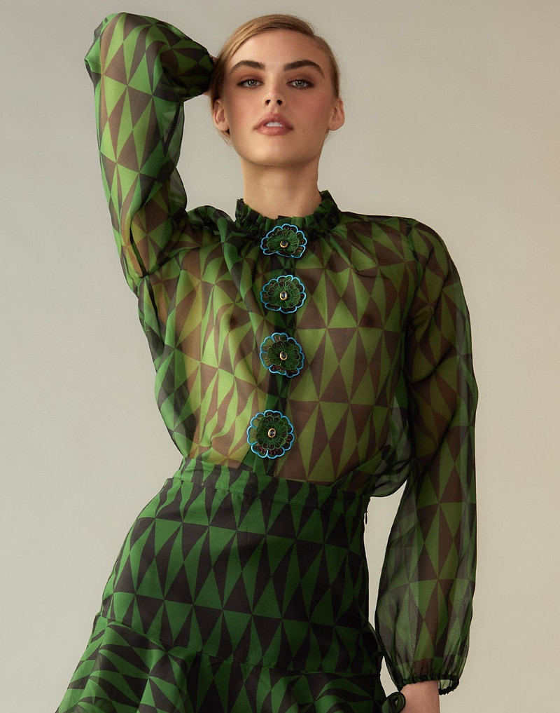 Evergreen Silk Organza Shirt 1