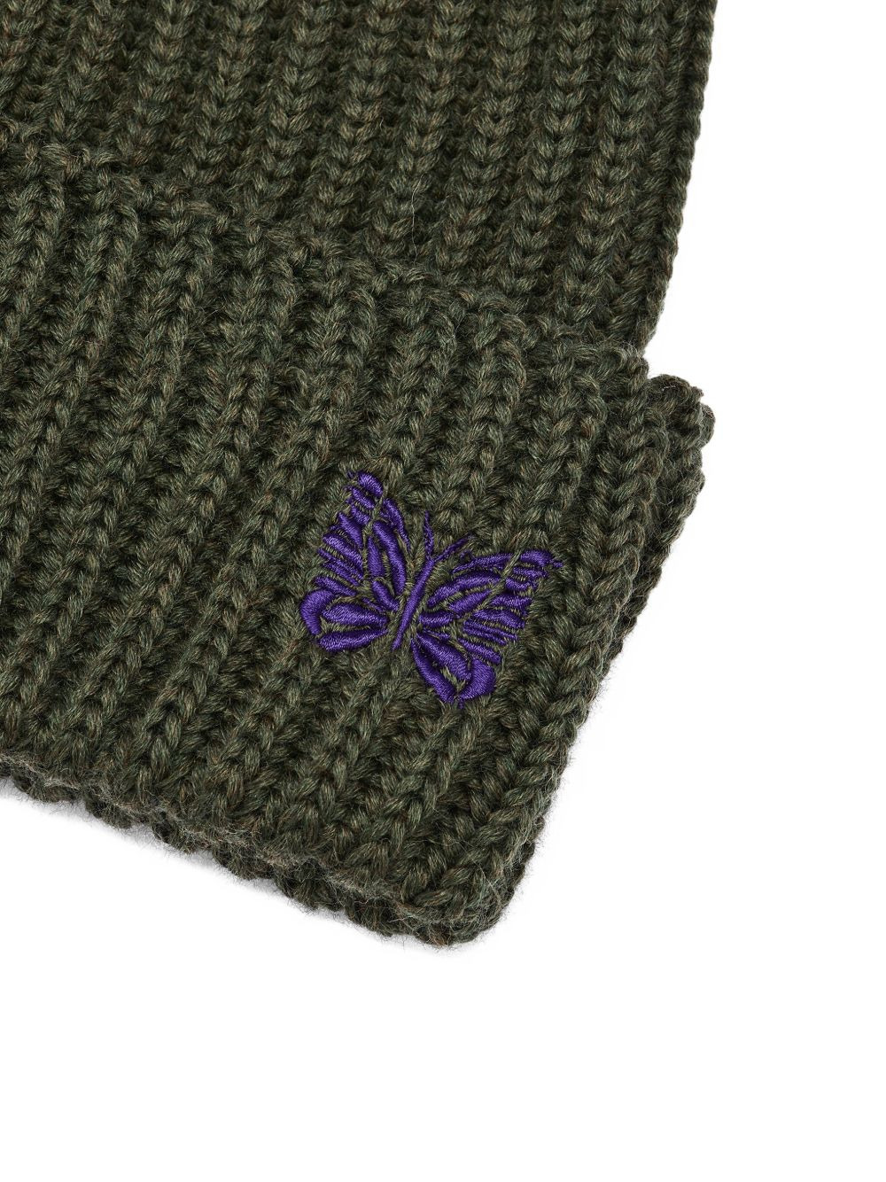 ribbed-knit butterfly-embroidered beanie - 5