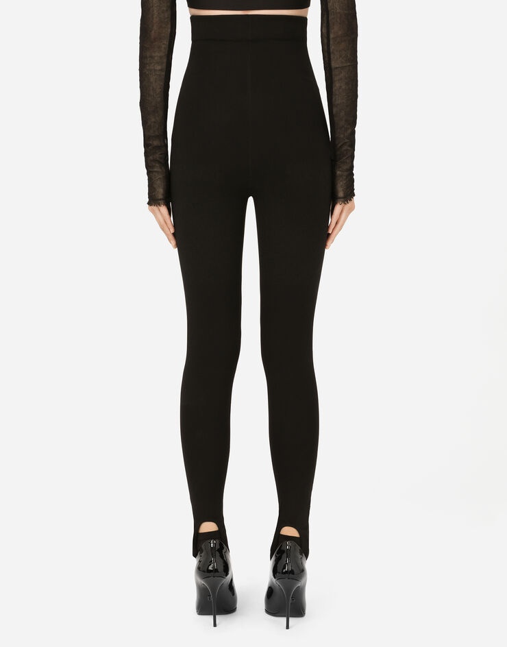 High-waisted leggings with zipper and stirrups - 2