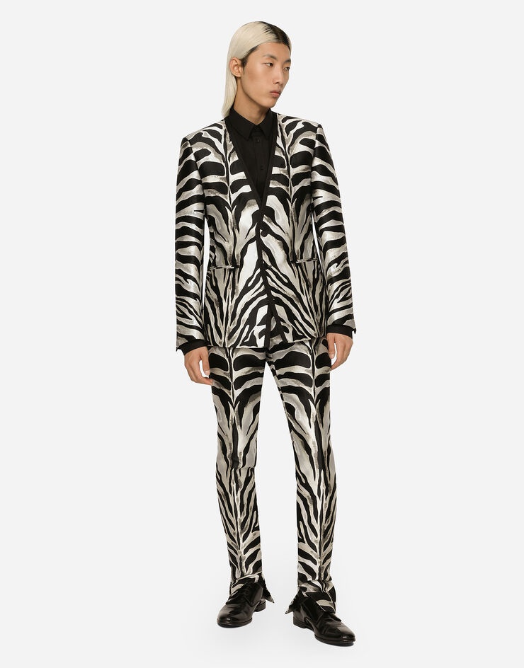 Zebra-design lamé jacquard Sicilia-fit jacket - 5
