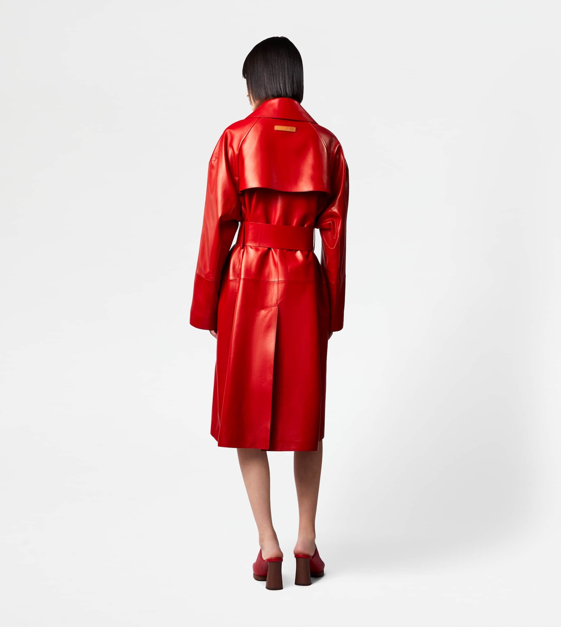 TRENCH COAT IN LEATHER - RED - 3