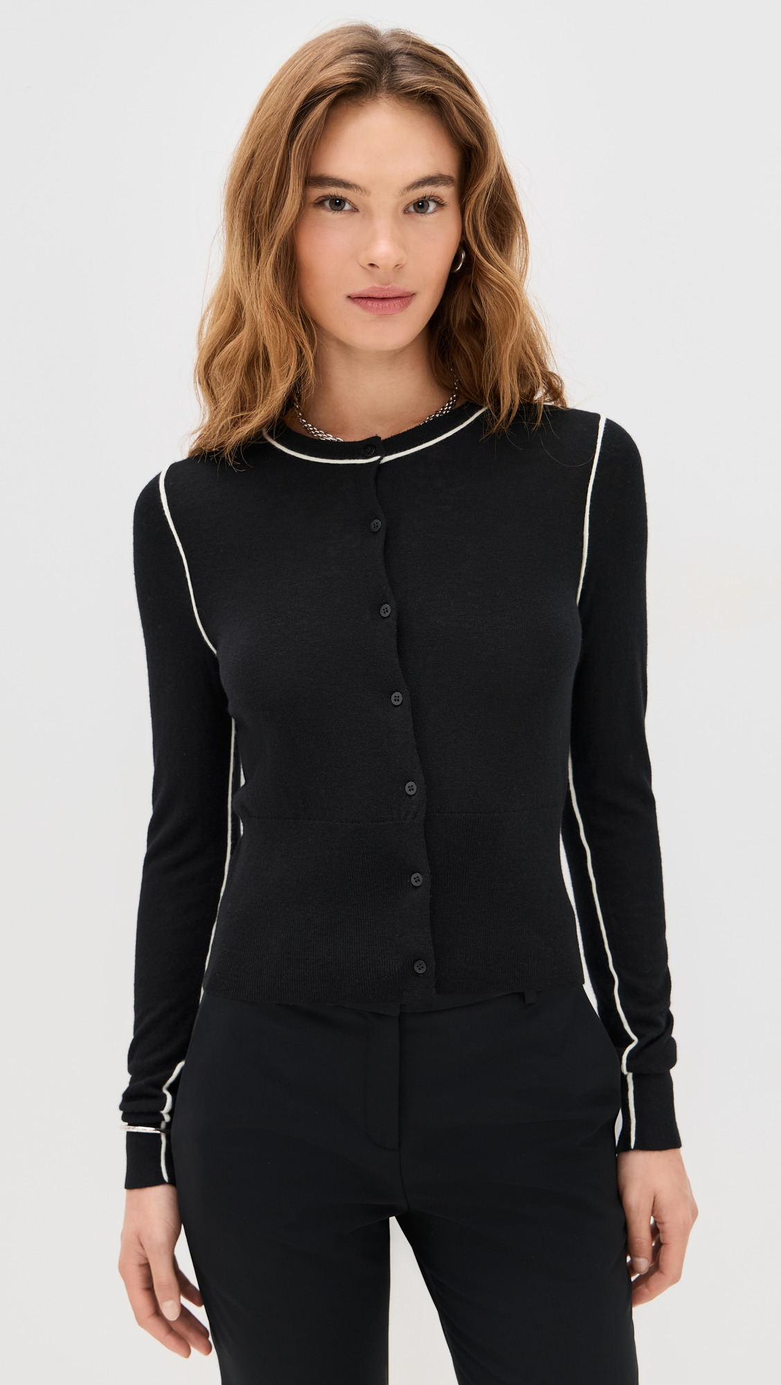 Wool Fine Line Cardigan - 6