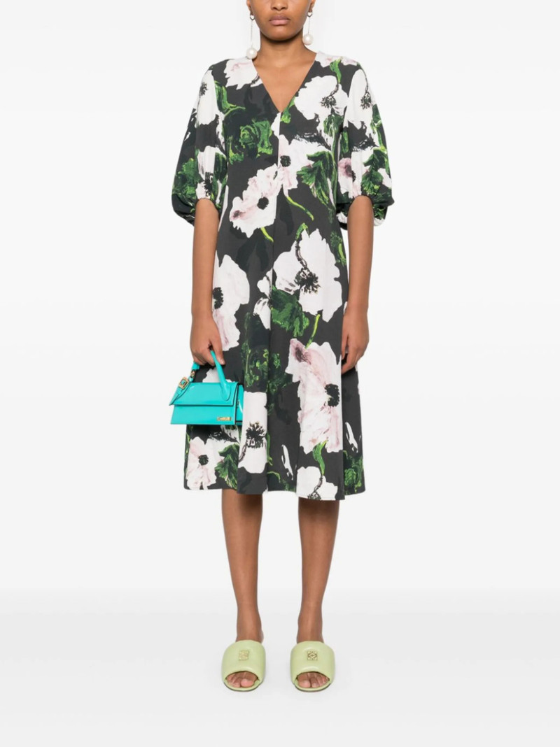 STINE GOYA Umber Windflower volume-sleeves midi dress outlook