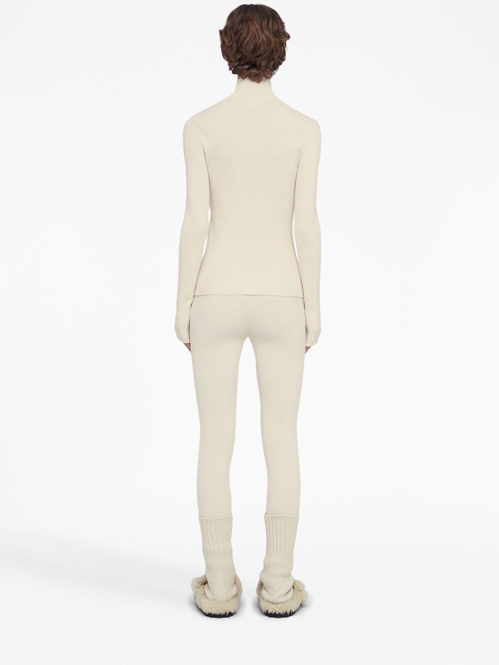 logo-embroidered ribbed-knit cardigan - 4