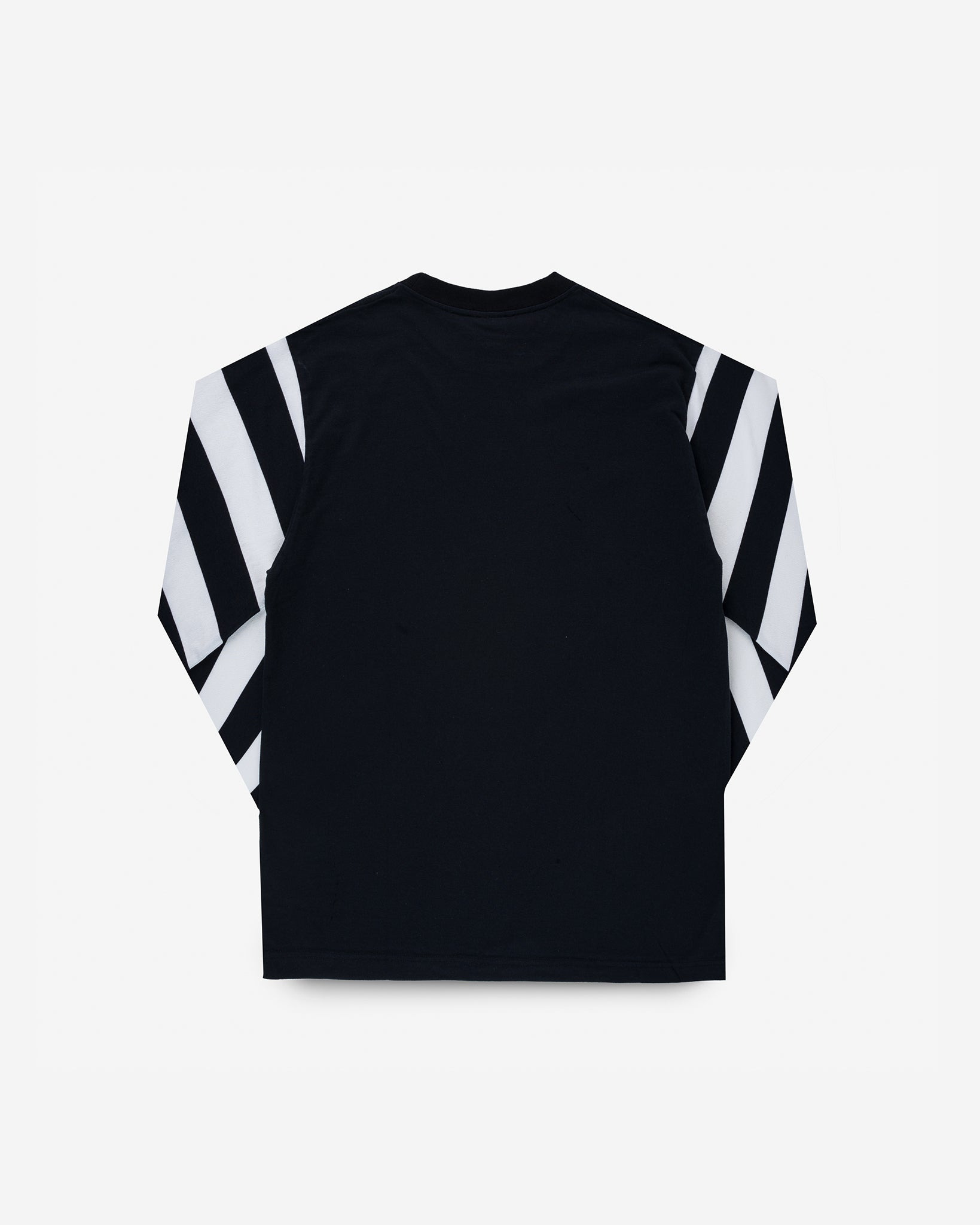 IHTB-11-BLK 7.5oz Cotton Long-Sleeved Crew Neck Border Tee - Black Body with Striped Arms - 5