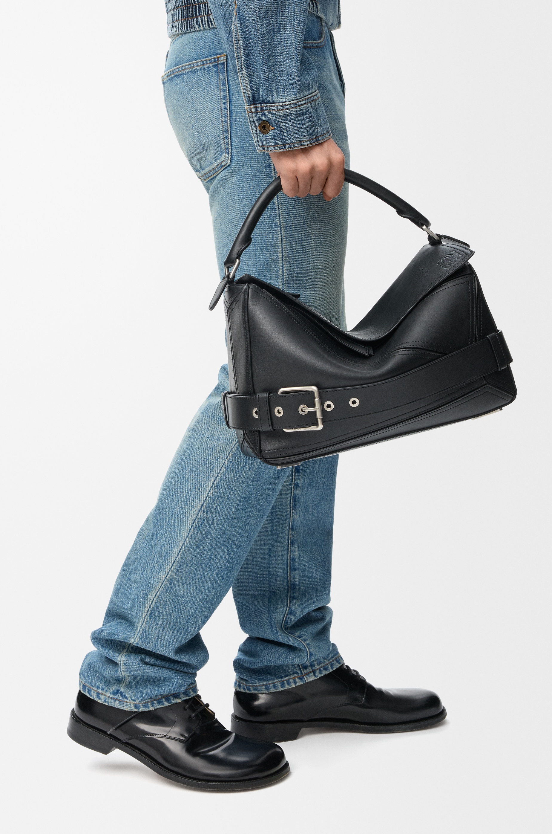 Large Puzzle Biker bag in shiny calfskin - 3