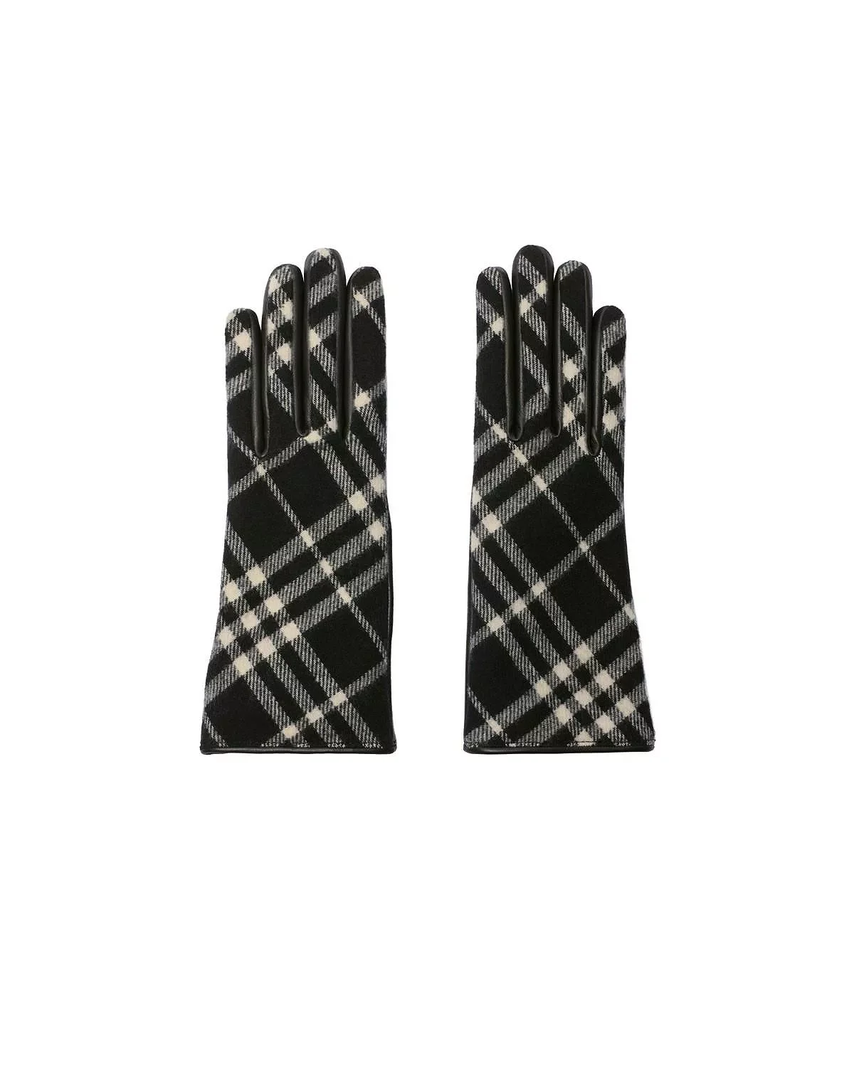 Check Wool Cashmere Gloves - 1