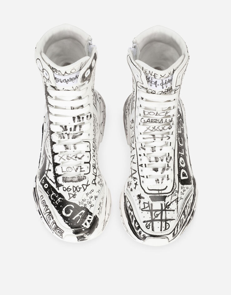 Hand-painted “graffiti” calfskin nappa Daymaster mid-top sneakers - 4