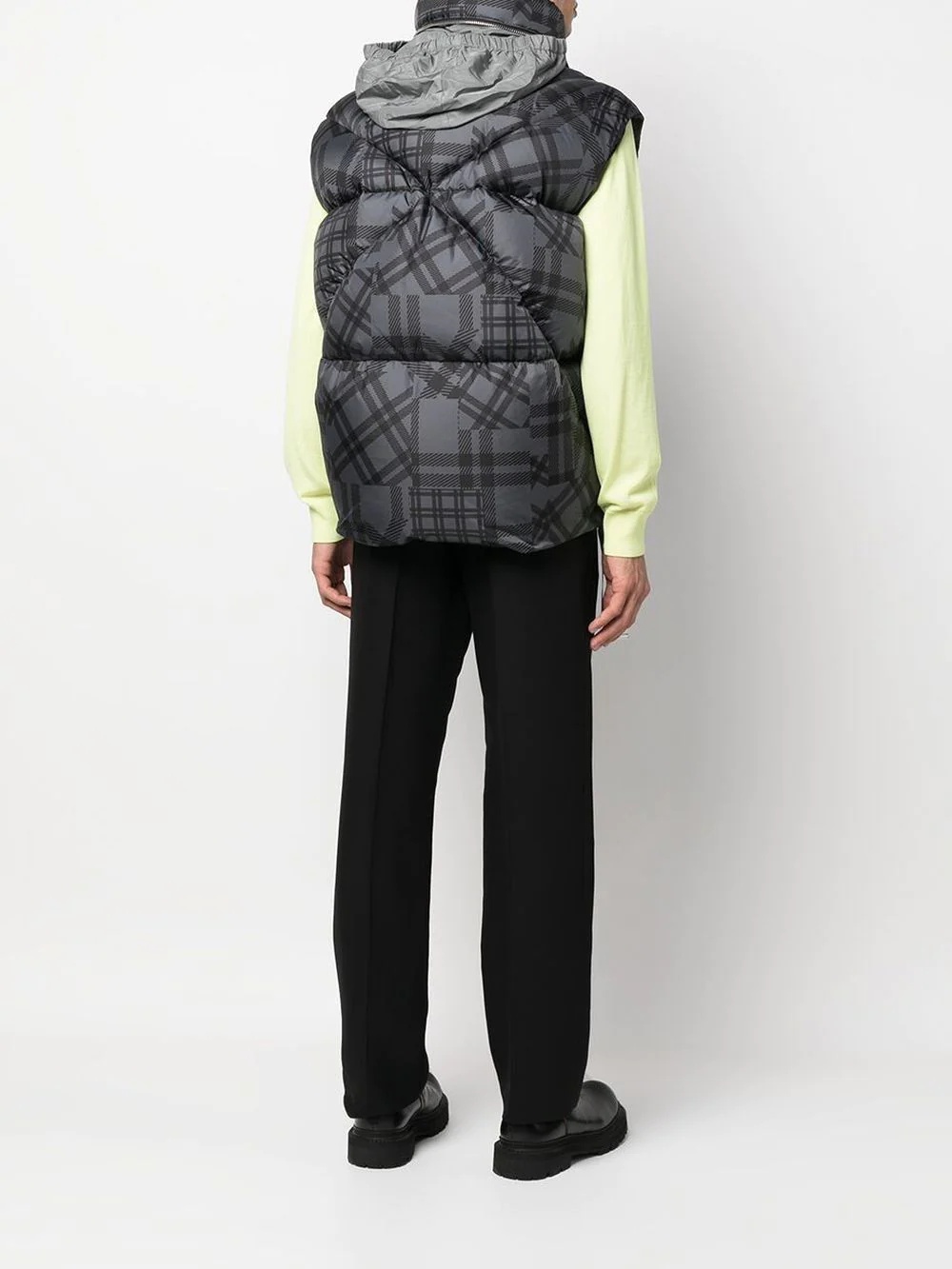 check-pattern padded gilet - 6