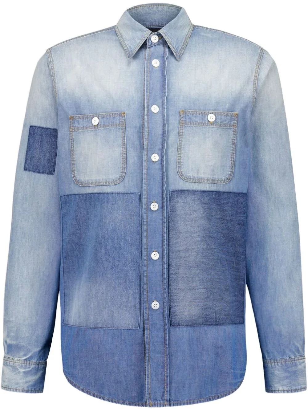 patchwork denim shirt - 1