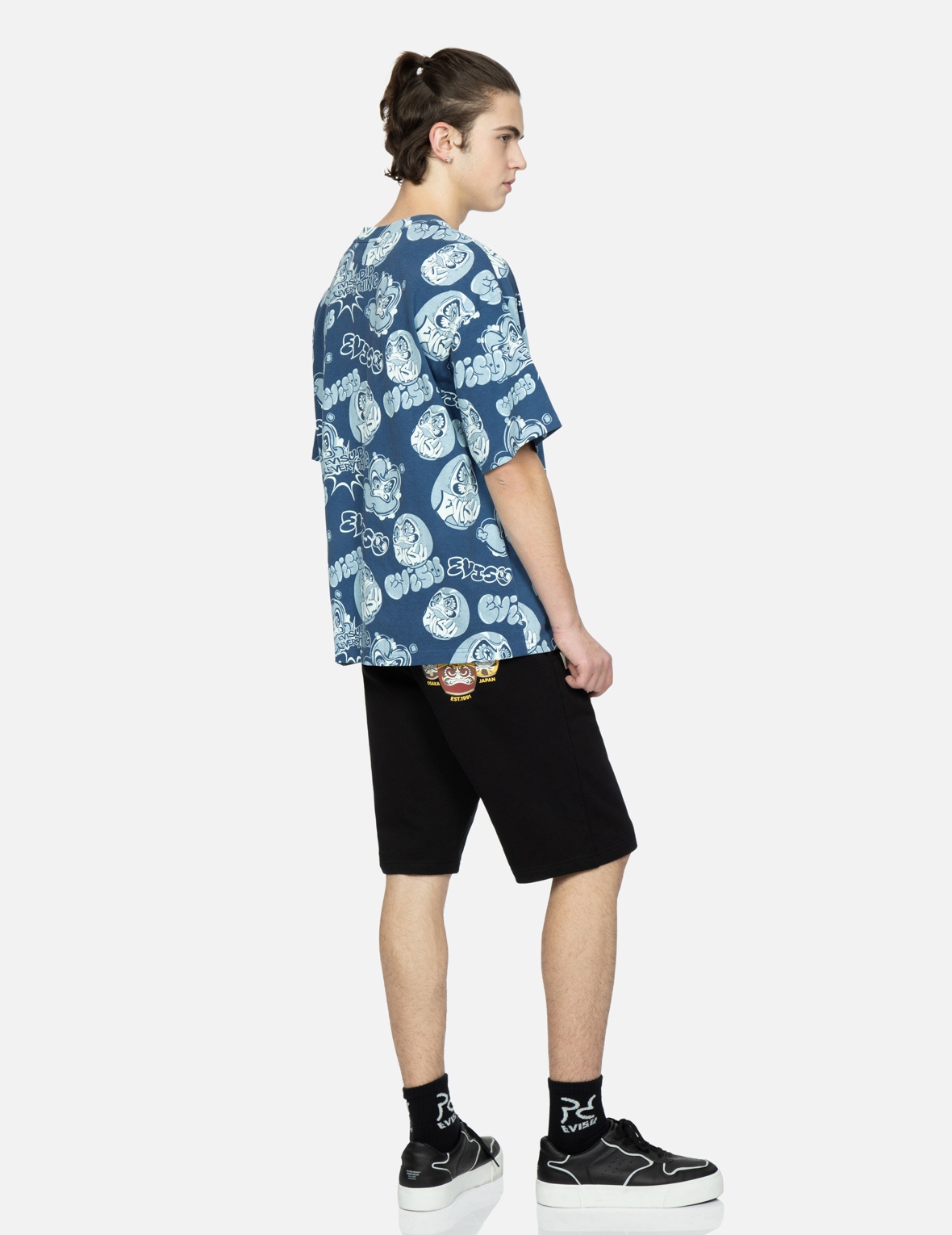 TAIKO DARUMA PRINT SWEAT SHORTS - 3
