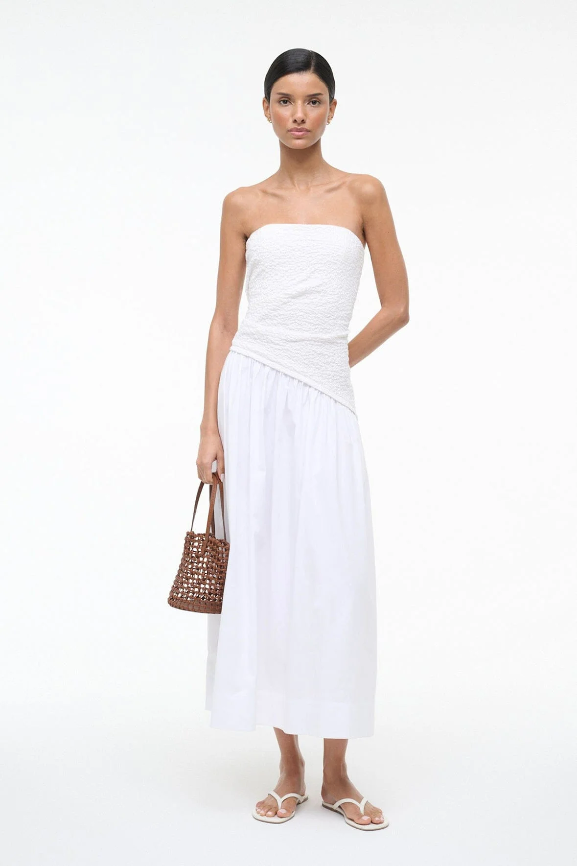 STAUD NIA DRESS WHITE - 1