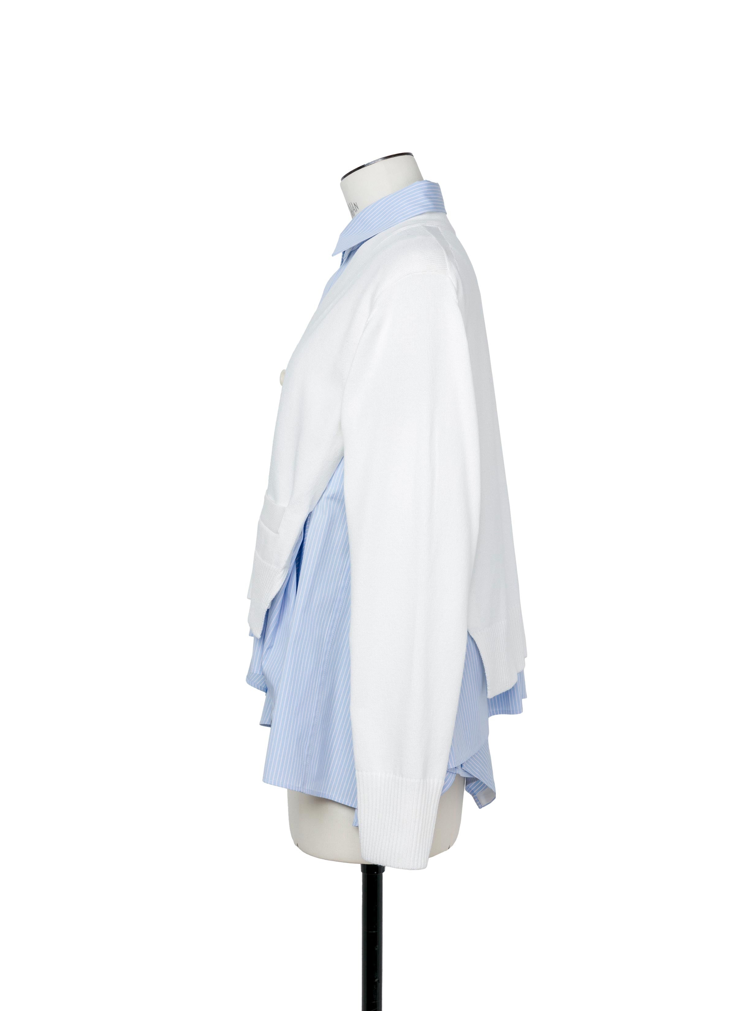Cotton Poplin x Knit Cardigan - 3