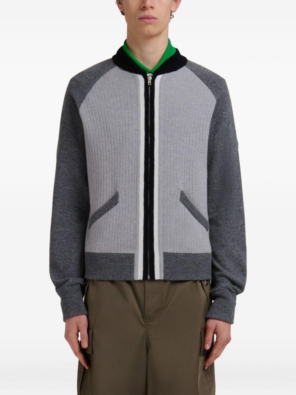 RIBBED-PANEL ZIP-UP SWEATSHIRT - 4