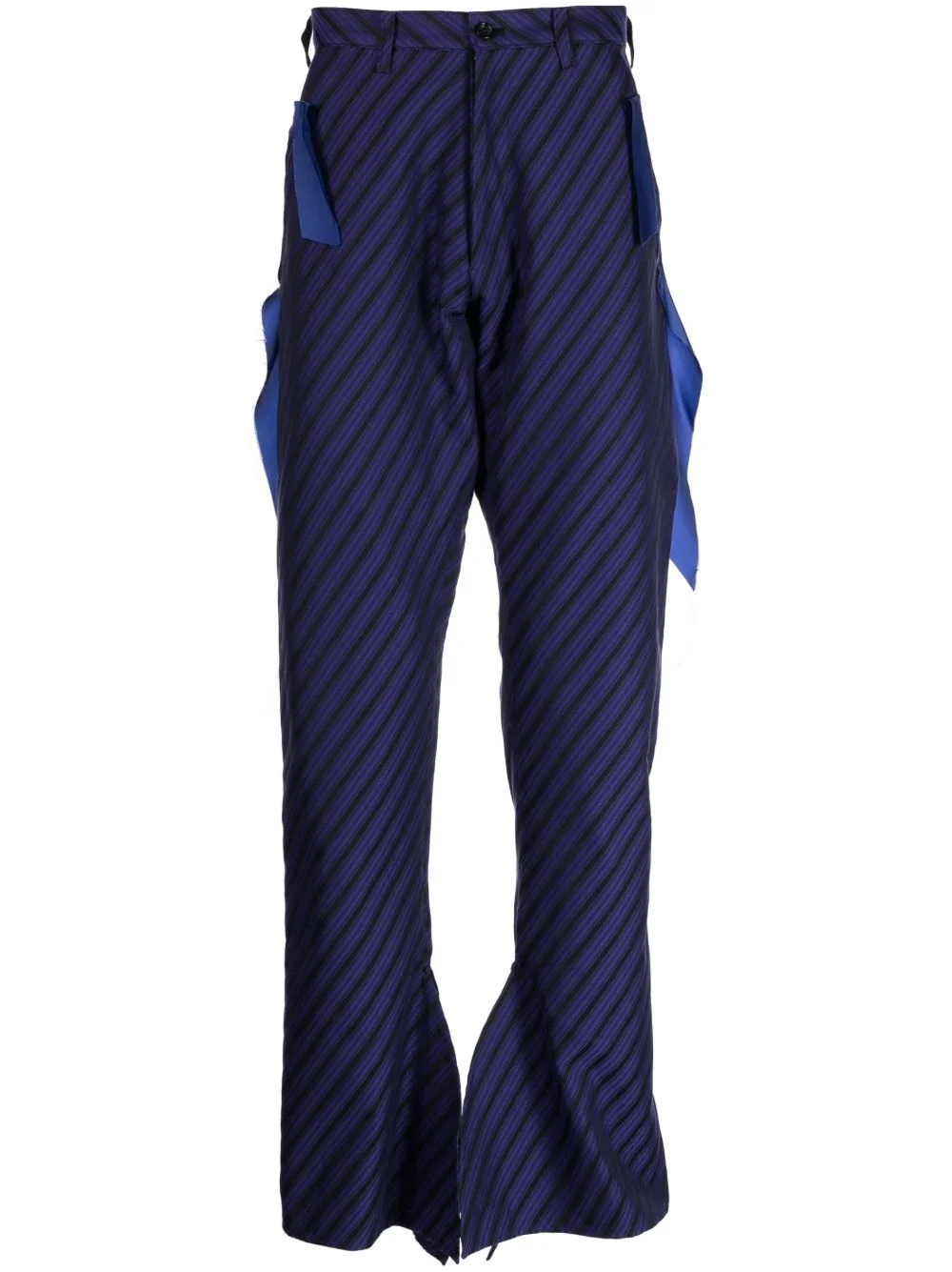 diagonal-striped straight-leg trousers - 1