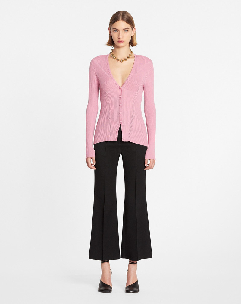 Lanvin RIBBED SILK AND CASHMERE V-NECK CARDIGAN outlook