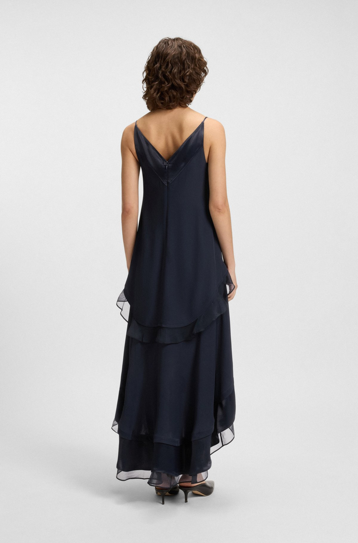 LAYERED SATIN DRESS WITH SILK INSERTS - 4