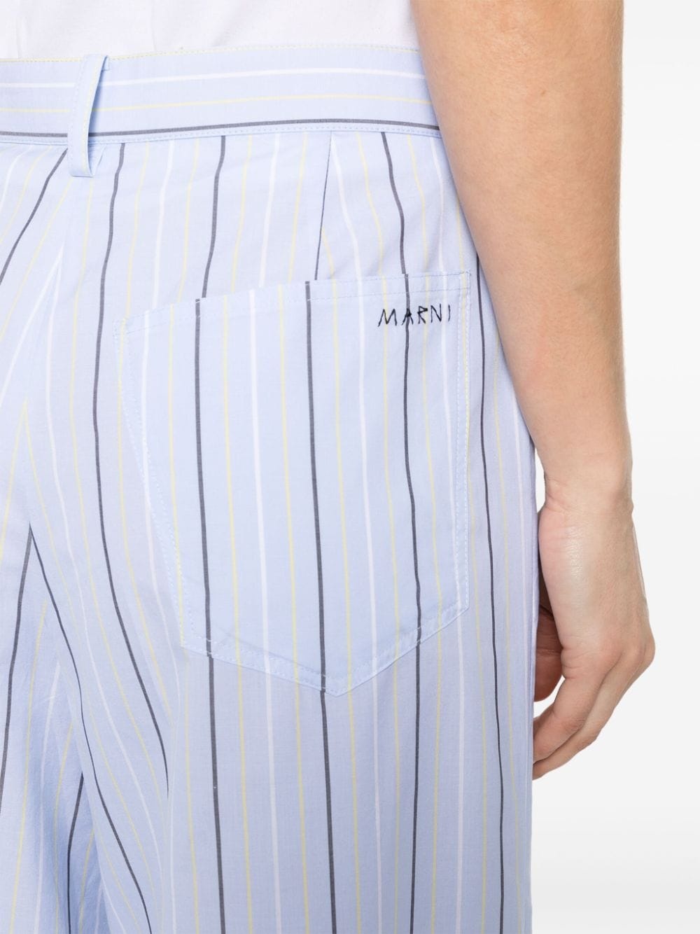 poplin striped wide trousers - 5