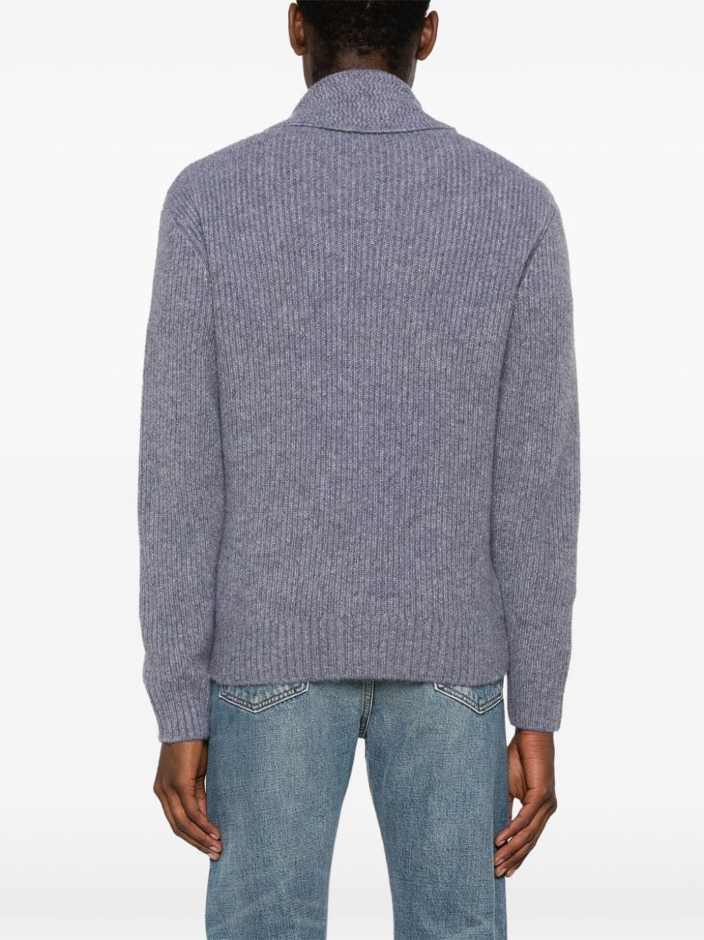 shawl-collar ribbed cardigan - 4