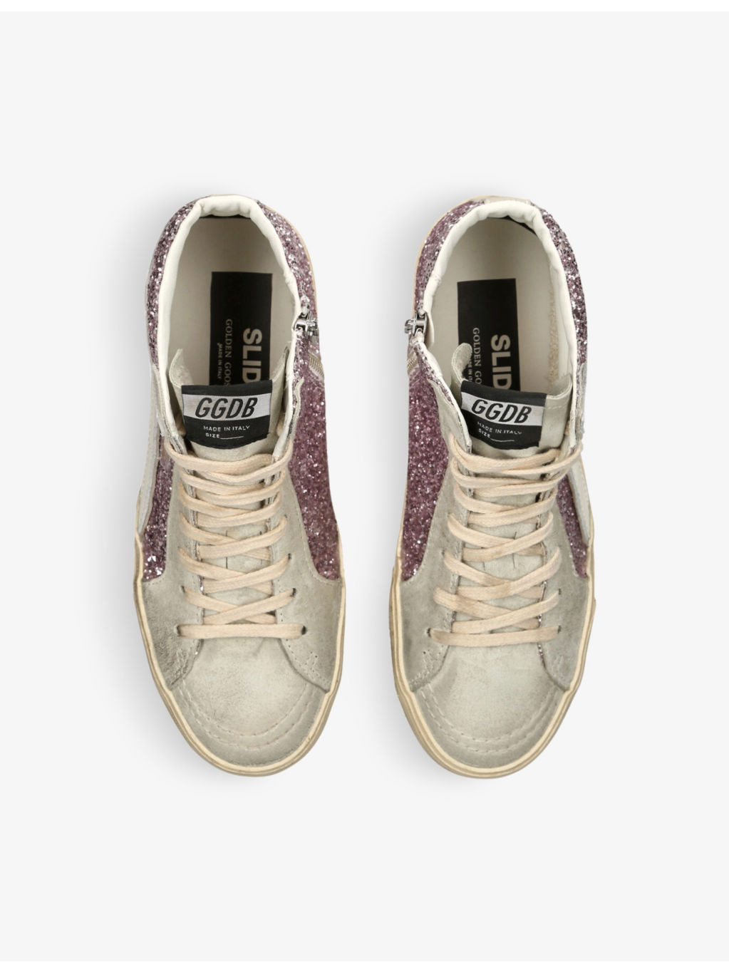 Slide glitter-embellished suede high-top trainers - 2