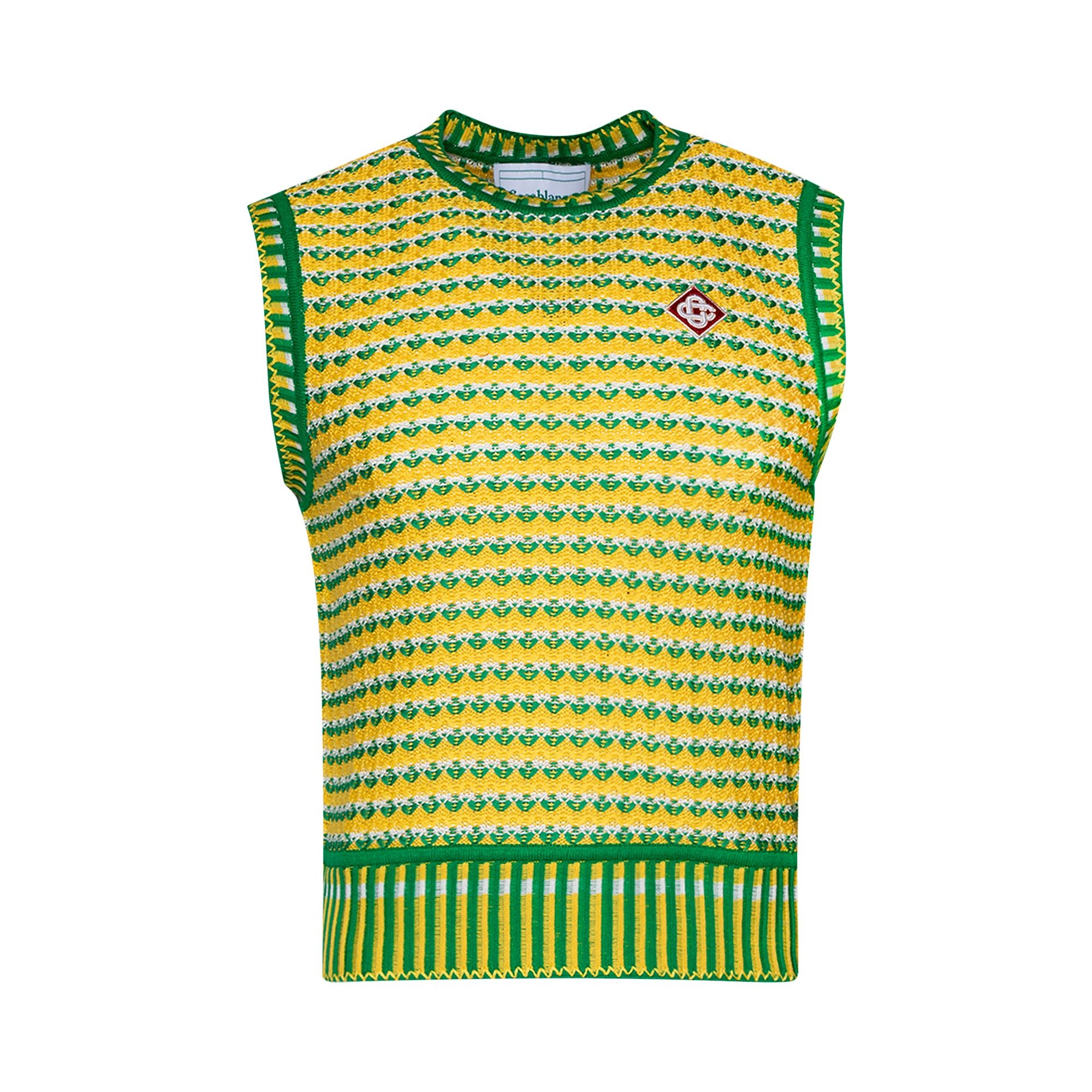 Casablanca Zig-Zag Knitted Vest 'Green' - 1