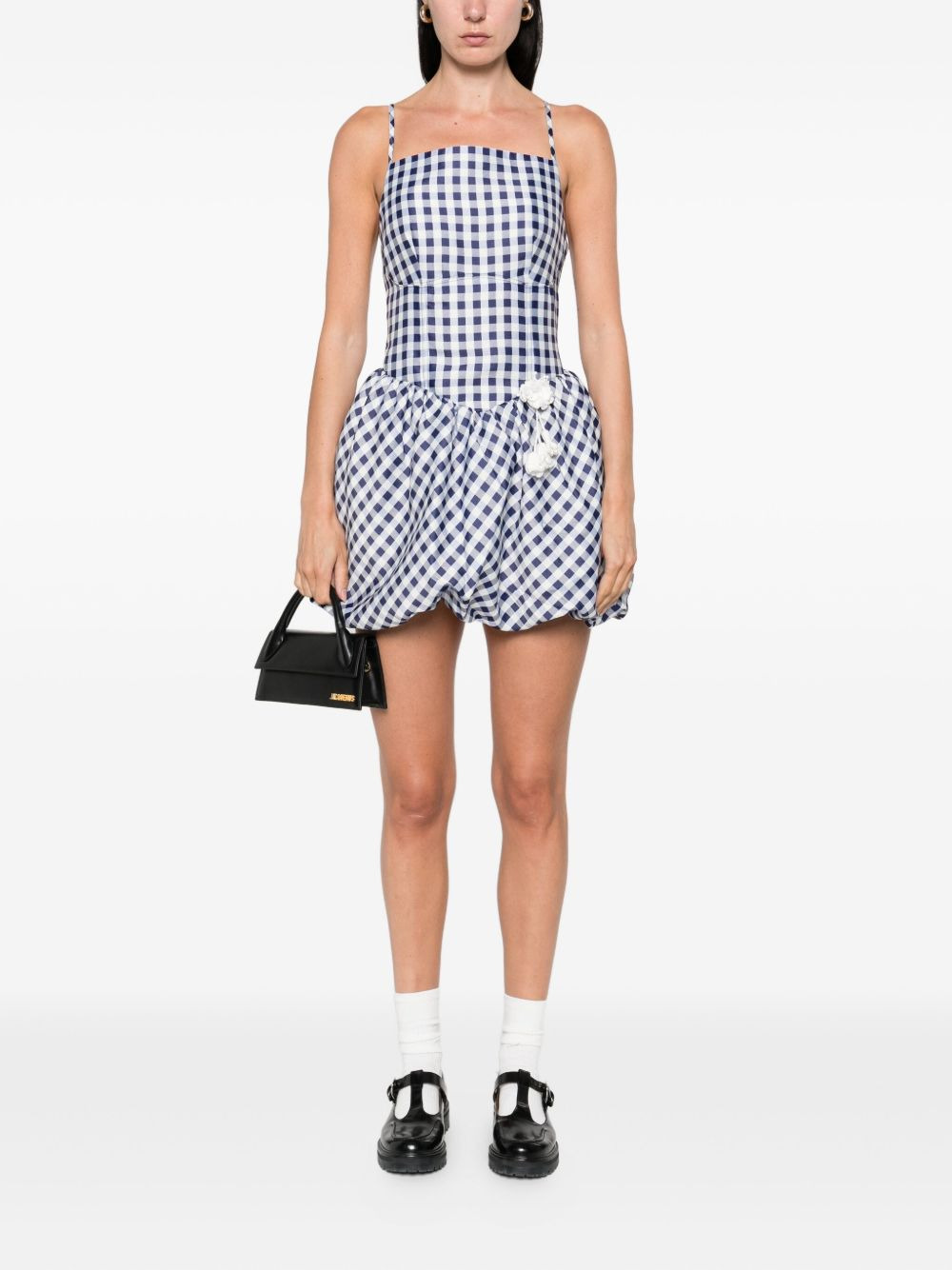 gingham-pattern sleeveless mini dress - 2