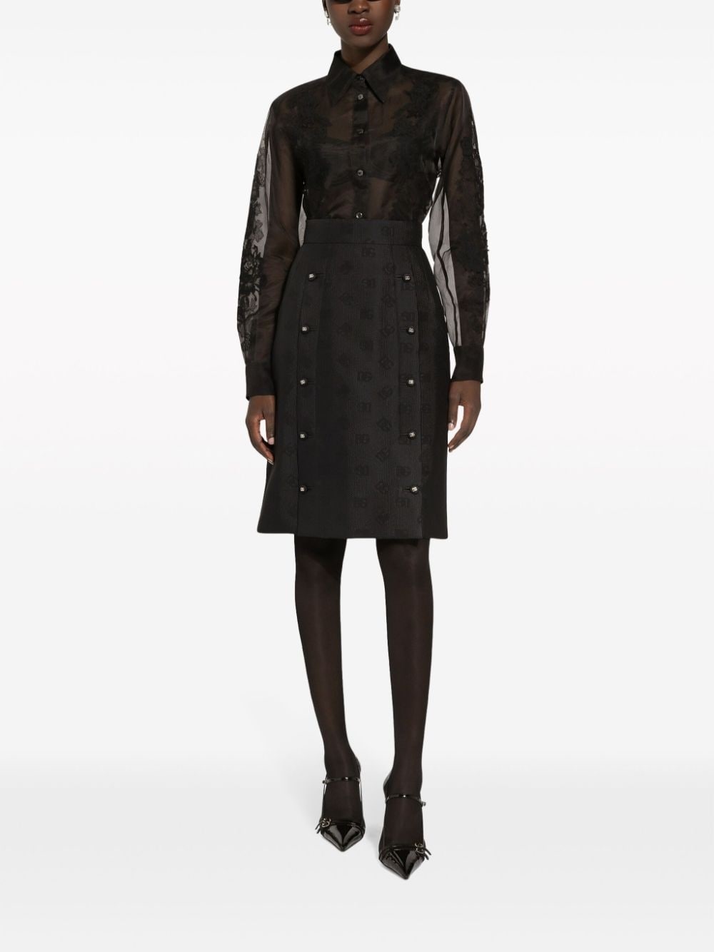 lace-appliquÃ© silk-blend shirt - 3