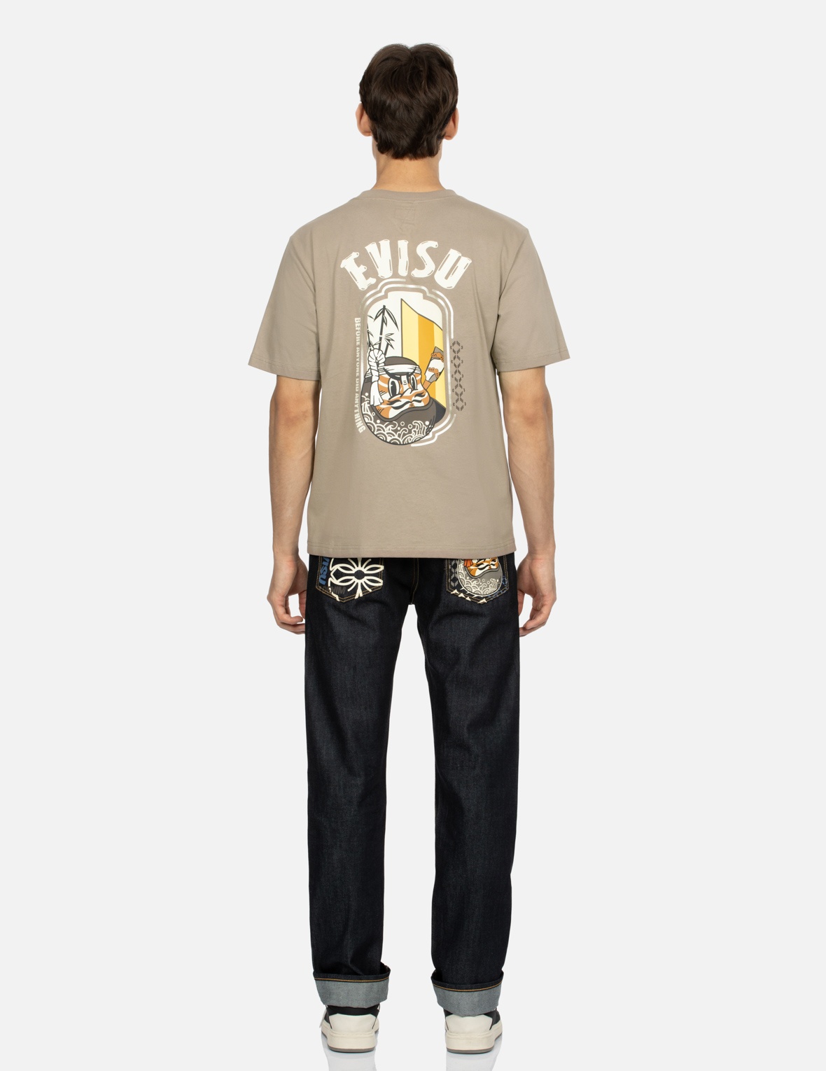 FAIR ISLE PATTERN AND KUMADORI DARUMA PRINT SLIM FIT DENIM JEANS #2010 - 5
