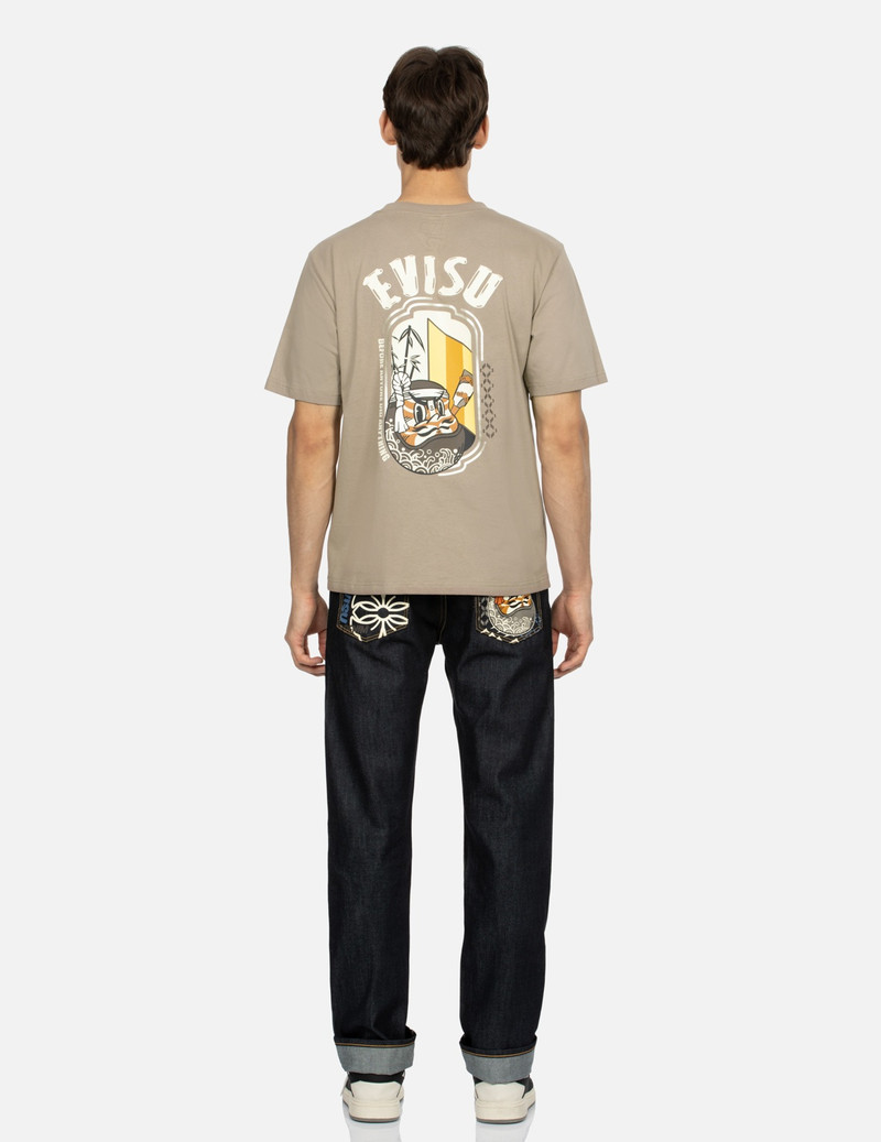 FAIR ISLE PATTERN AND KUMADORI DARUMA PRINT SLIM FIT DENIM JEANS #2010 5