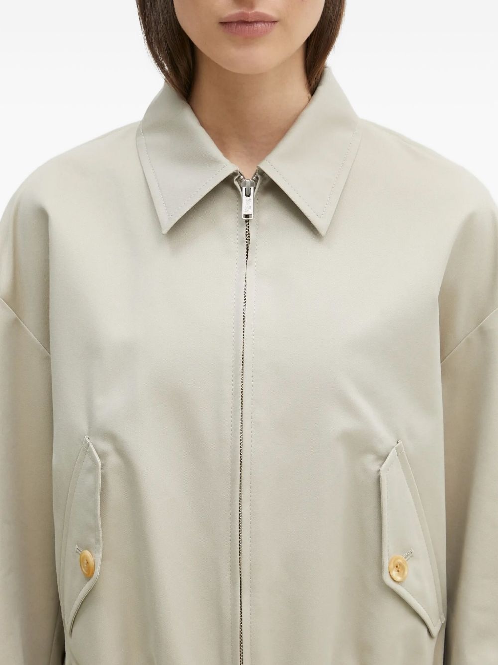 tie-back zip-front jacket - 4
