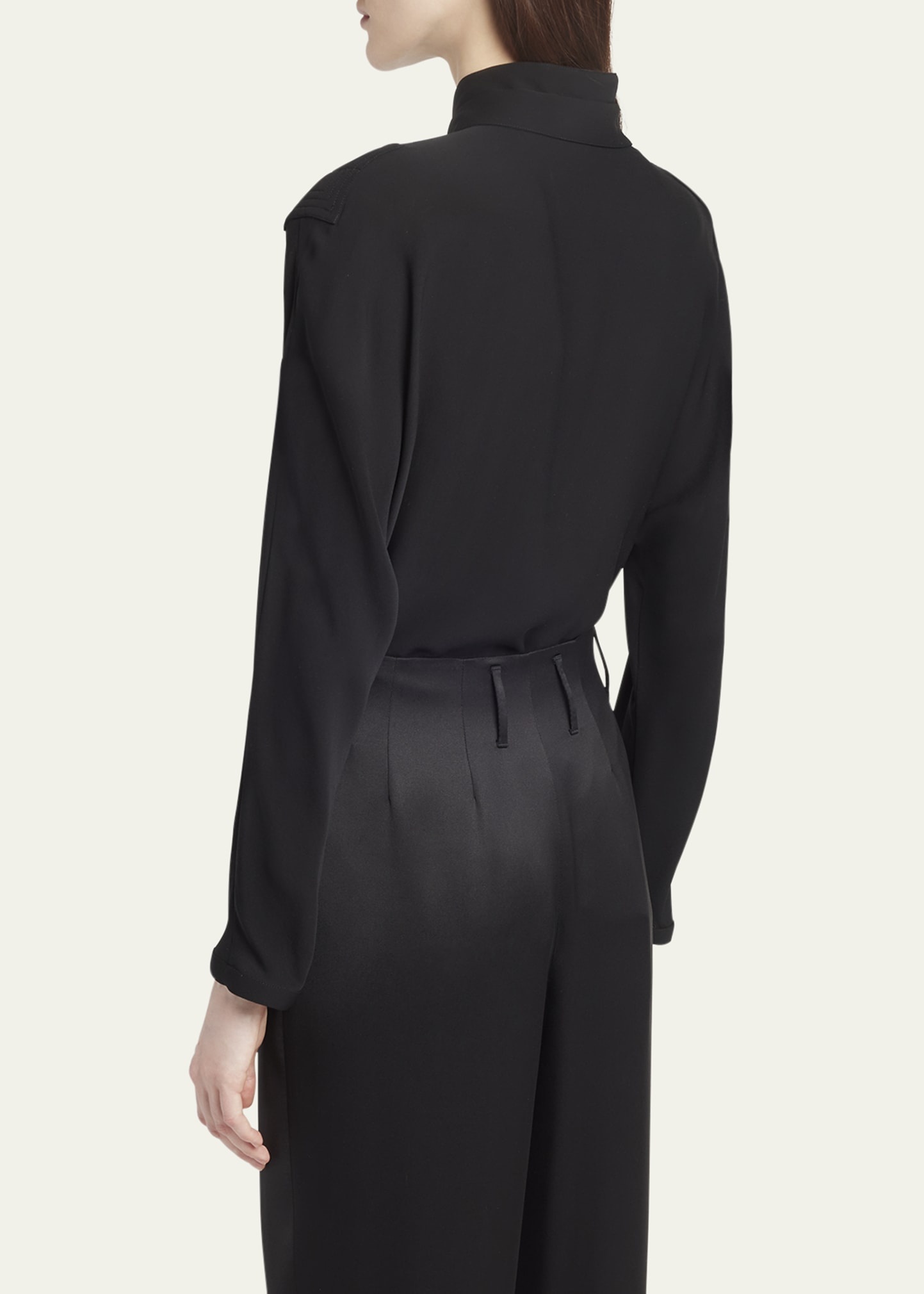 Double-Collar Silk Georgette Blouse - 3