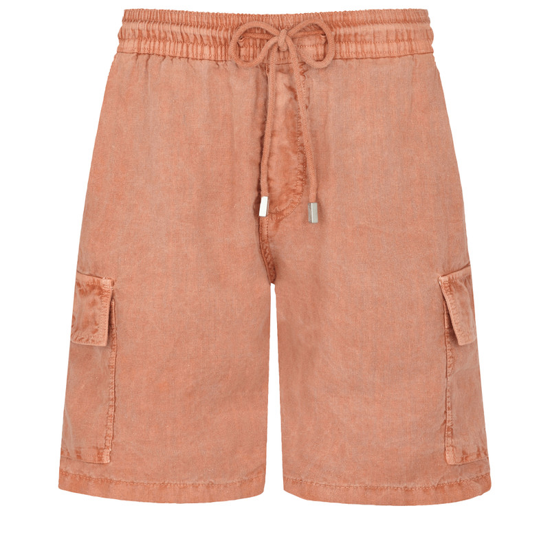 Men Linen Bermuda Shorts Mineral Dye 1