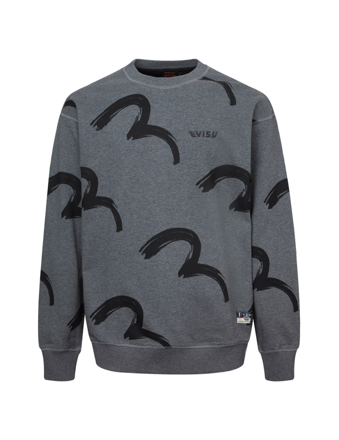 ALLOVER BRUSHSTROKE SEAGULL AND LOGO PRINT RELAX FIT SWEATSHIRT - 12