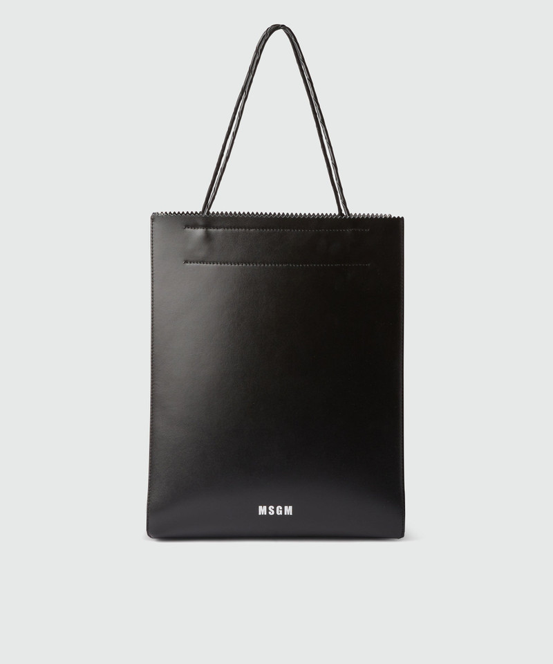 Large matte leather shopping bag 1