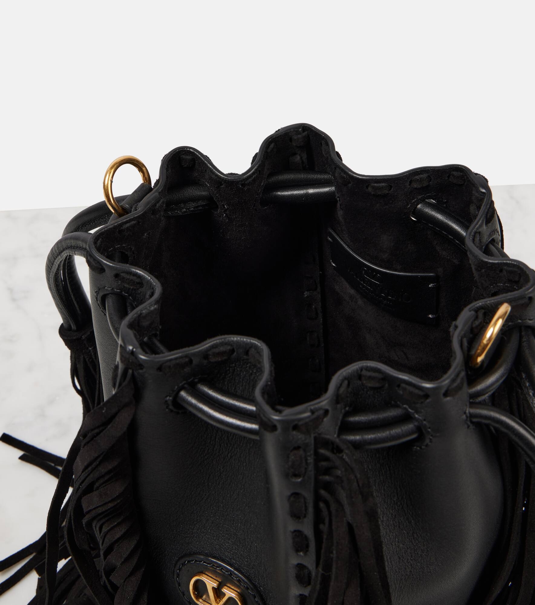 Nellcôte Small fringed leather bucket bag - 3