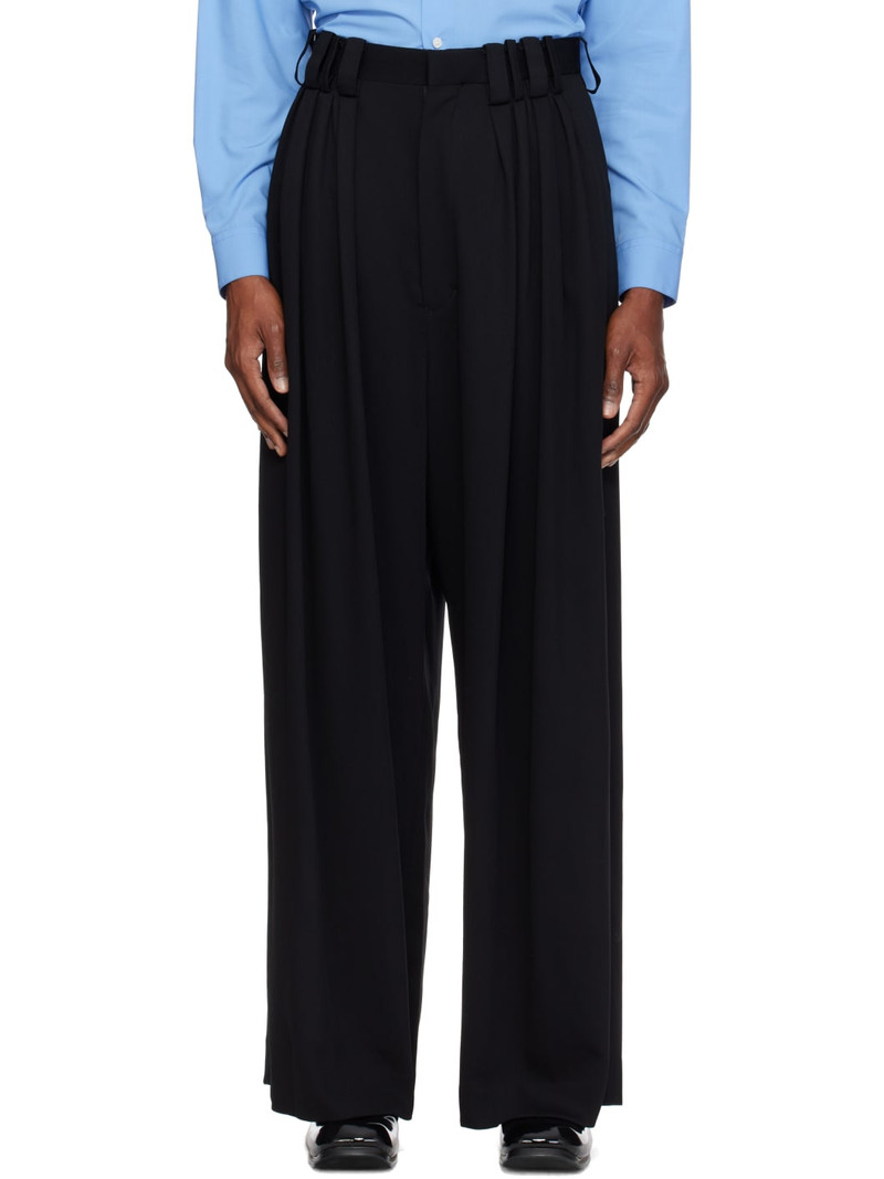Black Eight Tuck High Waist Trousers 1