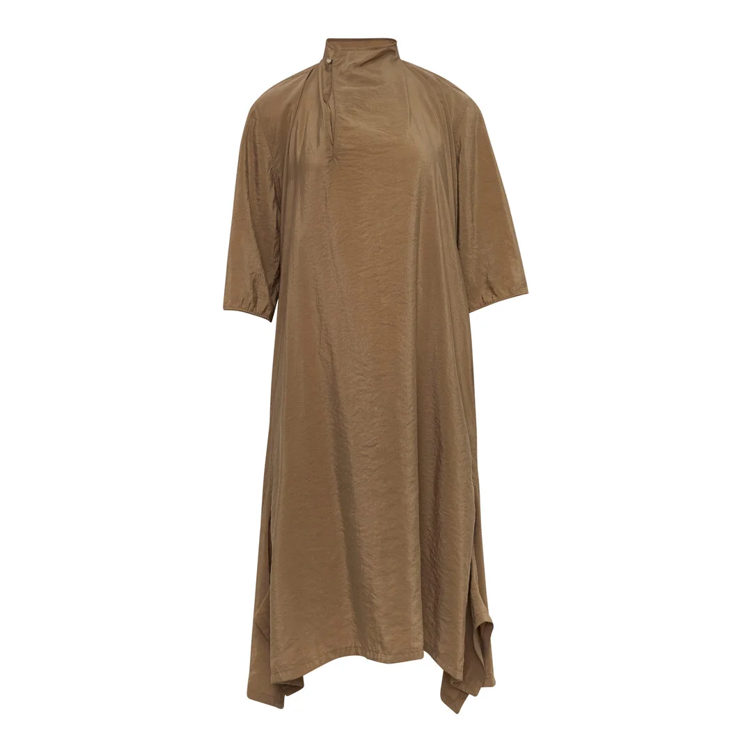 Soft Collar Dry Silk Dress - 1