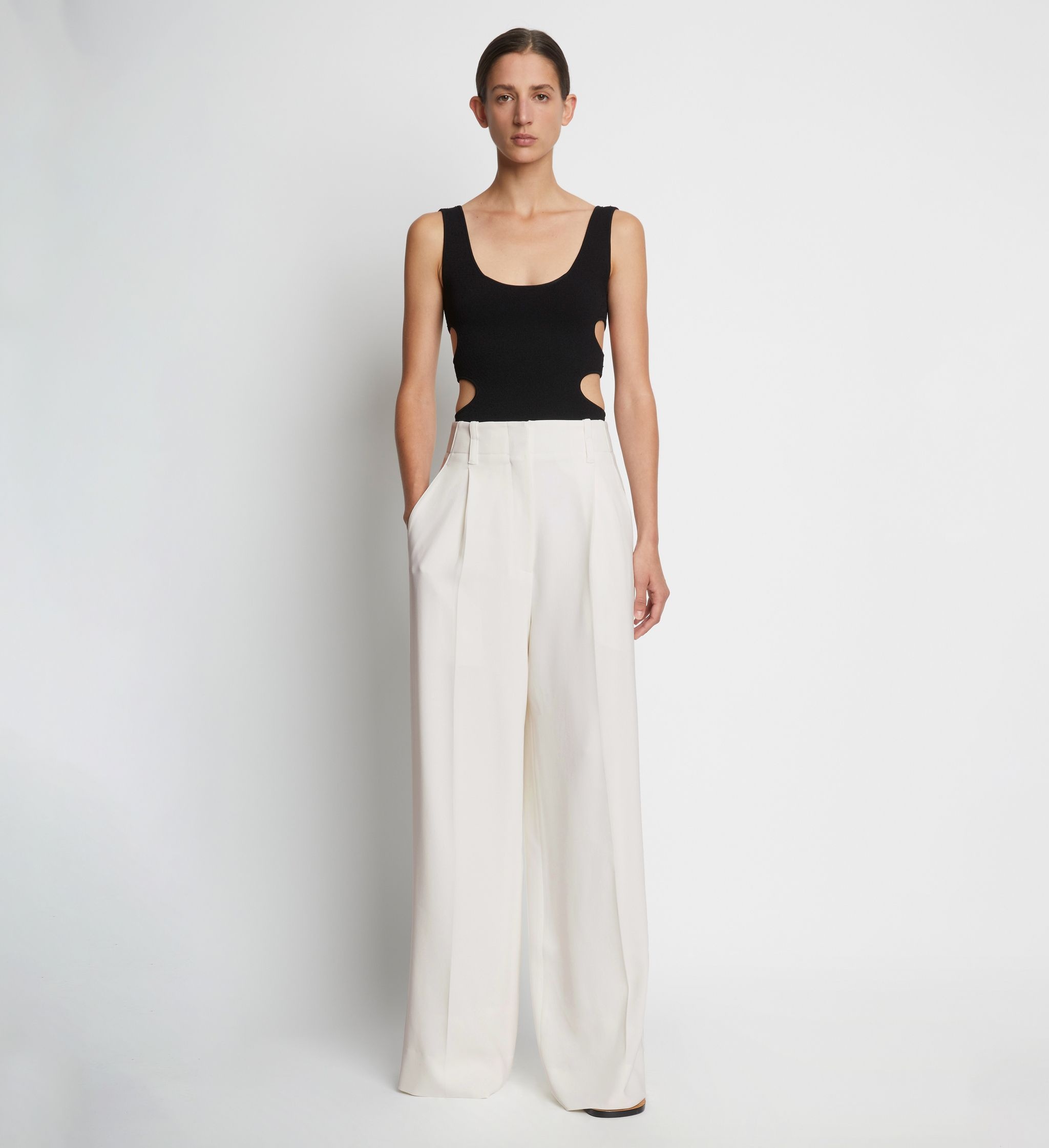 Matte Viscose Crepe Wide Leg Pants - 2