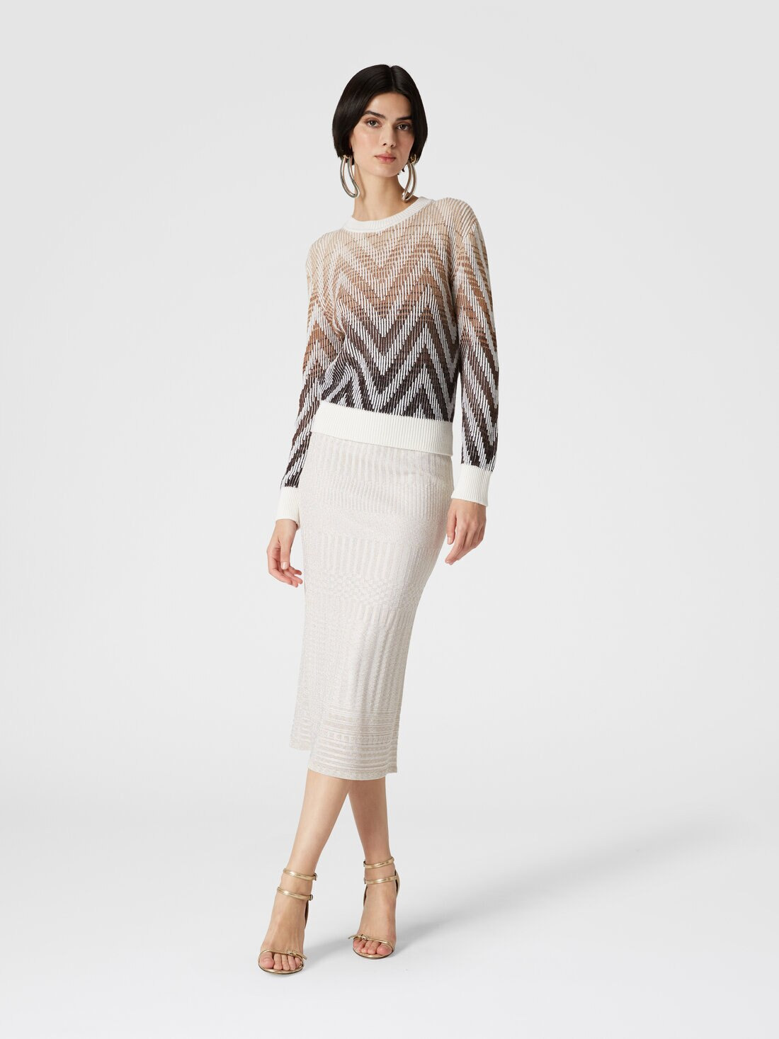 Multi-processed lamé viscose midi skirt - 2