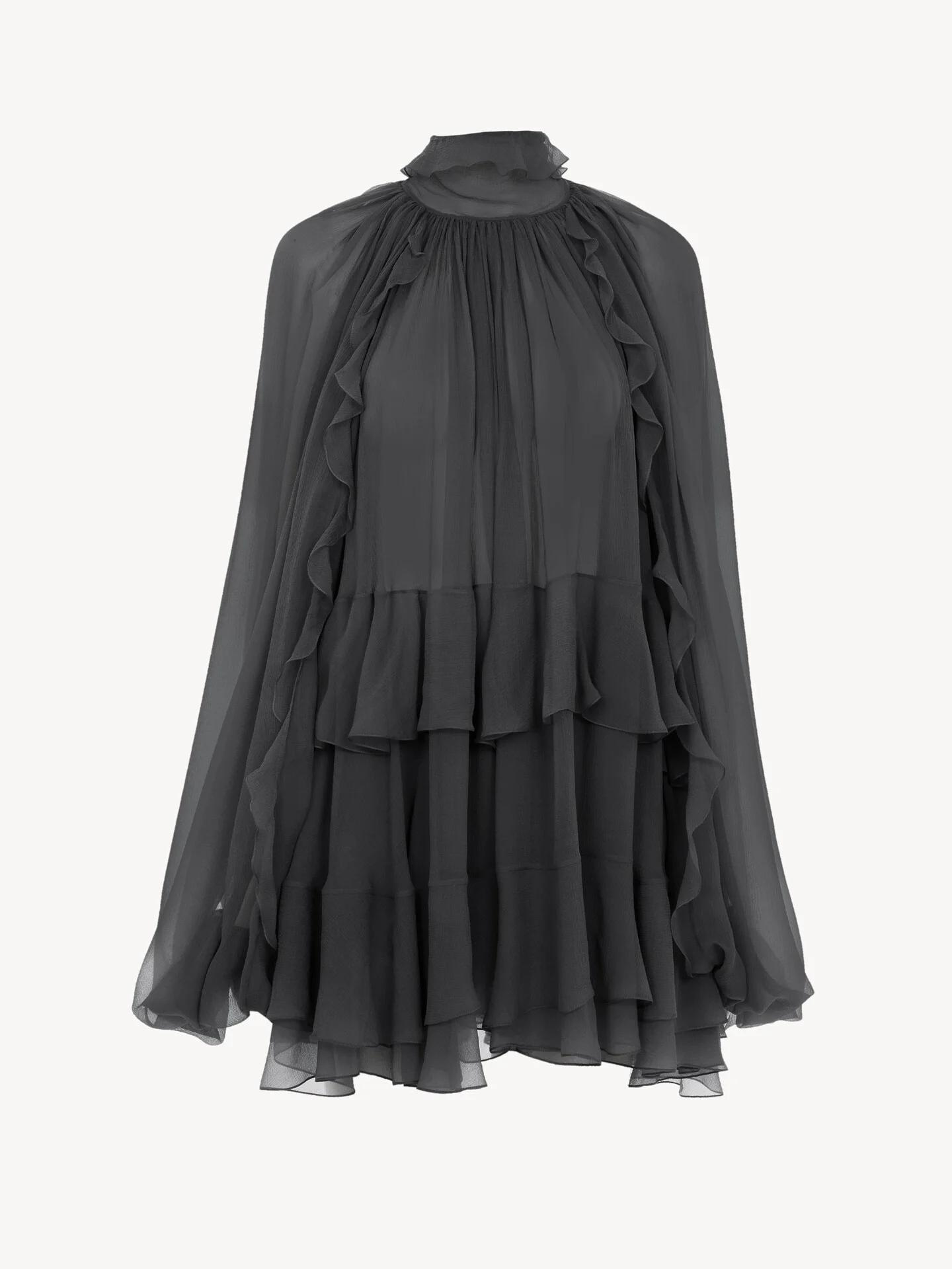 MINI CAPE DRESS IN SILK MOUSSELINE - 1